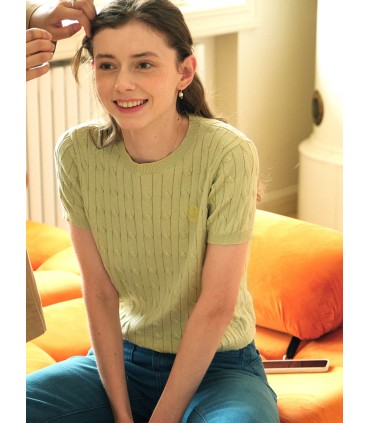 Gebreid katoenen T-shirt met korte mouwen