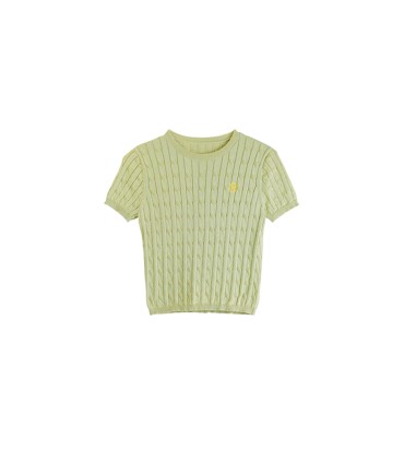 Gebreid katoenen T-shirt met korte mouwen