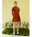 Nouvel An chinois Festive Orange Red Flower Bud Sleeve Pumpkin Dress