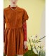 Chinese New Year Festive Orange Red Flower Bud Sleeve Pumpkin Dress