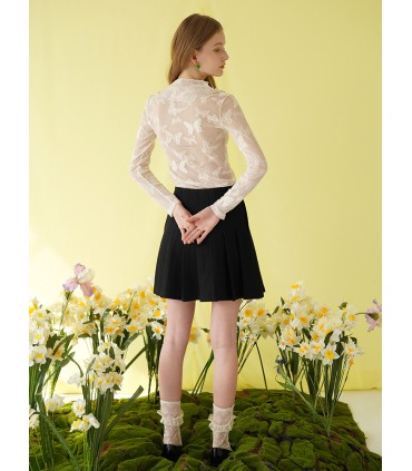 Çin tarzı üç renkli file transparan alt gömlek