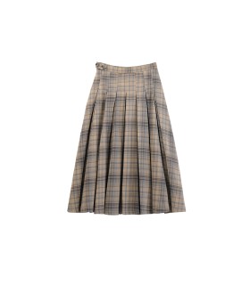 Good-looking plaid pleated mid-length skirt 