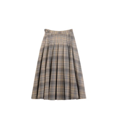 Good-looking plaid pleated mid-length skirt 