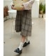 Good-looking plaid pleated mid-length skirt 