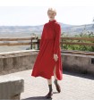 Chinesisches rotes Rollkragenkleid aus Wollstrick 