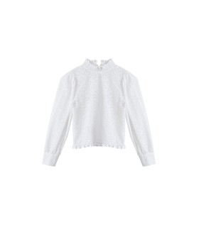 Classic lace puff sleeve turtleneck bottoming shirt 