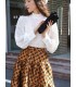 Kemeja bahagian bawah turtleneck lengan renda klasik