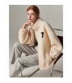 Giacca casual con colletto alla coreana in shearling di pecora