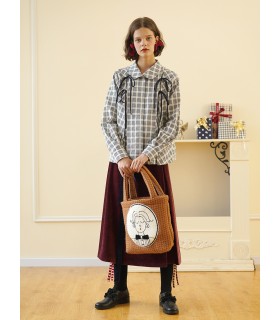 Spring and Autumn French girl tie long-sleeved shirt 