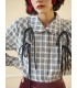 Primavera e outono Camisa francesa de manga comprida amarrada 