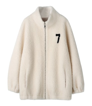 Lammfell Stehkragen Freizeitjacke