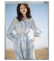 Sky City Dress Series Gentle Wind Shirt Dress 2023 فستان دنيم جديد 