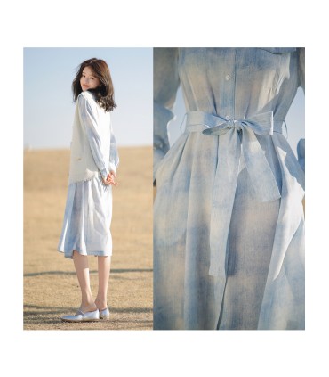 Sky City Dress Series Áo sơ mi gió nhẹ Đầm 2023 Đầm denim mới 