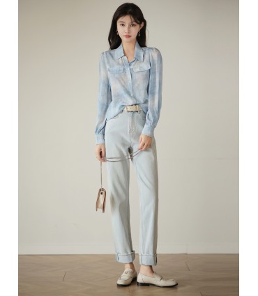 Sky City Dress Series Áo sơ mi gió nhẹ Đầm 2023 Đầm denim mới 