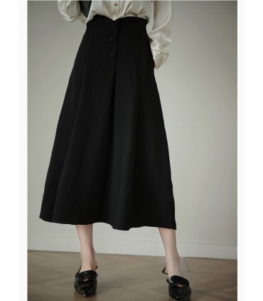 Skirt longgar gaya Hepburn Skirt garis A 2023 musim bunga baharu kasual skirt pinggang tinggi