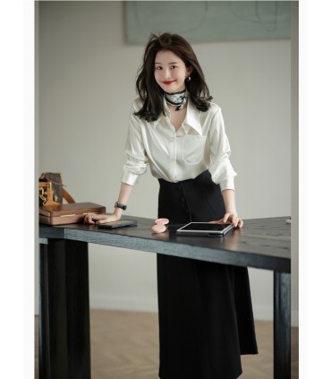 Skirt loose Hepburn style A-line skirt 2023 spring new casual high-waist skirt