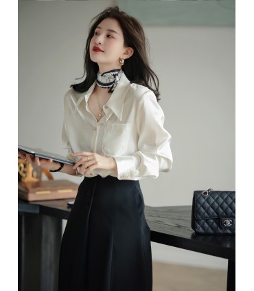 Skirt loose Hepburn style A-line skirt 2023 spring new casual high-waist skirt