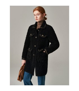 Får shearling jacka i koreansk stil