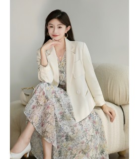 Yuqing suit retro jaket sut wanita musim bunga 2023 baru atasan kecil mewah 