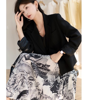 Cicada Shiyu separuh skirt gaya kebangsaan Skirt berlipat A-line 2023 musim bunga skirt pertengahan panjang baharu