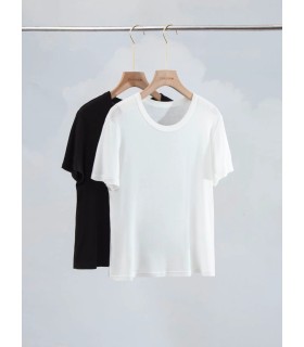 Simple round neck silk knitted short sleeves 