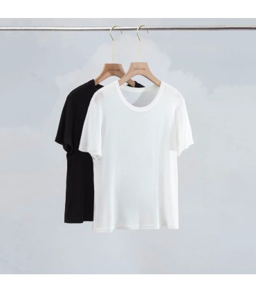 Maniche corte in maglia di seta girocollo semplice