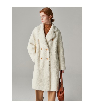Sheep shearling mid-length Haining coat