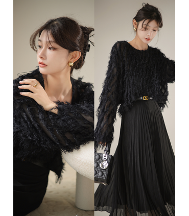 레이디스 실크 탑 레트로 화이트 셔츠 레이디스 2023 부드러운 바람 탑 