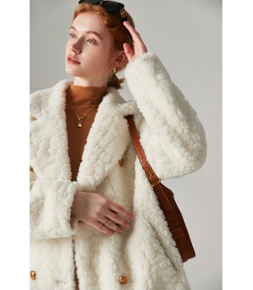 Sheep shearling mid-length Haining coat