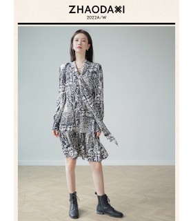 Jungle Zoo Loose Printed Tea Break Dress 2023 Spring New Fashion Dress 