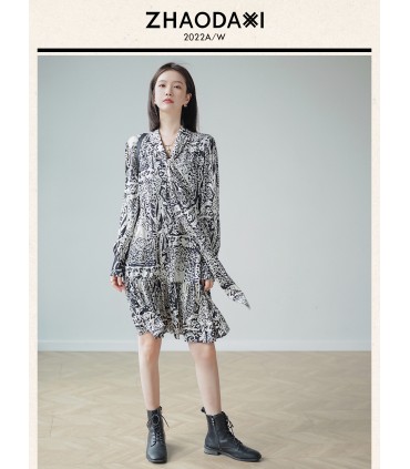 Jungle Zoo Loose Printed Tea Break Dress 2023 Spring New Fashion Dress 