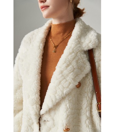 Sheep shearling mid-length Haining coat