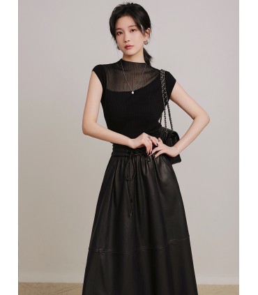 Little Feminine Örme Üst Minimalist Rüzgar Çukur Kazak 2023 Yeni Örme Üst 