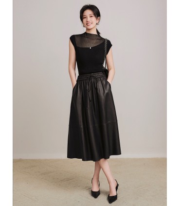 Little Feminine Örme Üst Minimalist Rüzgar Çukur Kazak 2023 Yeni Örme Üst 