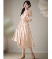 Moonlight Variation Moda Camisa com decote em V Vestido 2023 Primavera Nova Cintura Vestido Tencel