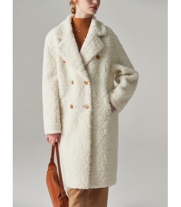 Sheep shearling mid-length Haining coat