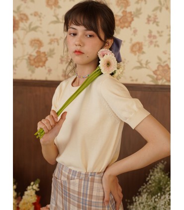 Camiseta de manga corta de punto fino