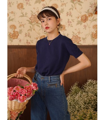 Camiseta de manga corta de punto fino