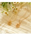 Hand-painted Daisy Rose Gold Coin Kalung Mutiara Alami 