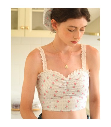 Collier de perles naturelles marguerite en or rose peint à la main 