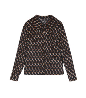 Corduroy Mushroom Lace Long Sleeve Shirt