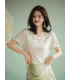 Silk T-shirt minimalist style white bottoming shirt