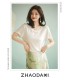Silk T-shirt minimalist style white bottoming shirt