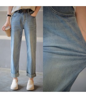 Nyt materiale hår all-match draperet cropped bukser 