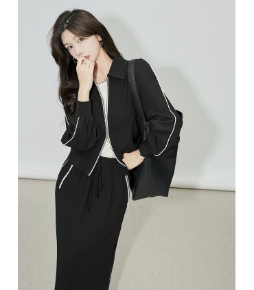 Acetaat privépak revers honkbaluniform rok met hoge taille