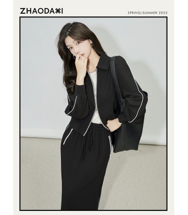 Acetaat privépak revers honkbaluniform rok met hoge taille