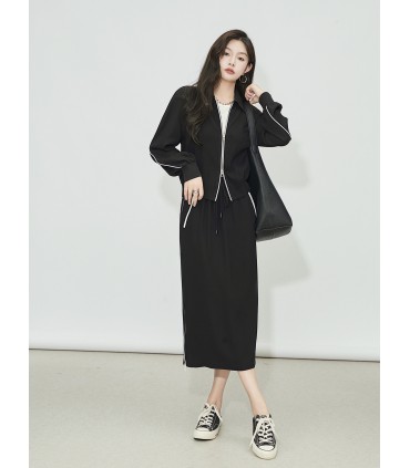 Acetaat privépak revers honkbaluniform rok met hoge taille