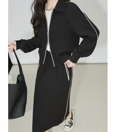 Jupe taille haute uniforme de baseball en acétate avec revers de costume privé