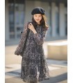 Wood ear print long-sleeved dress