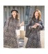 Wood ear print long-sleeved dress